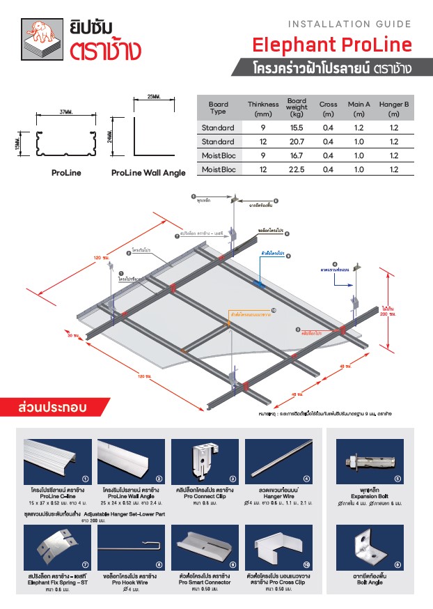 Installation Guide ระบบโครงคร่าวฝ้าโปรลายน์ ตราช้าง